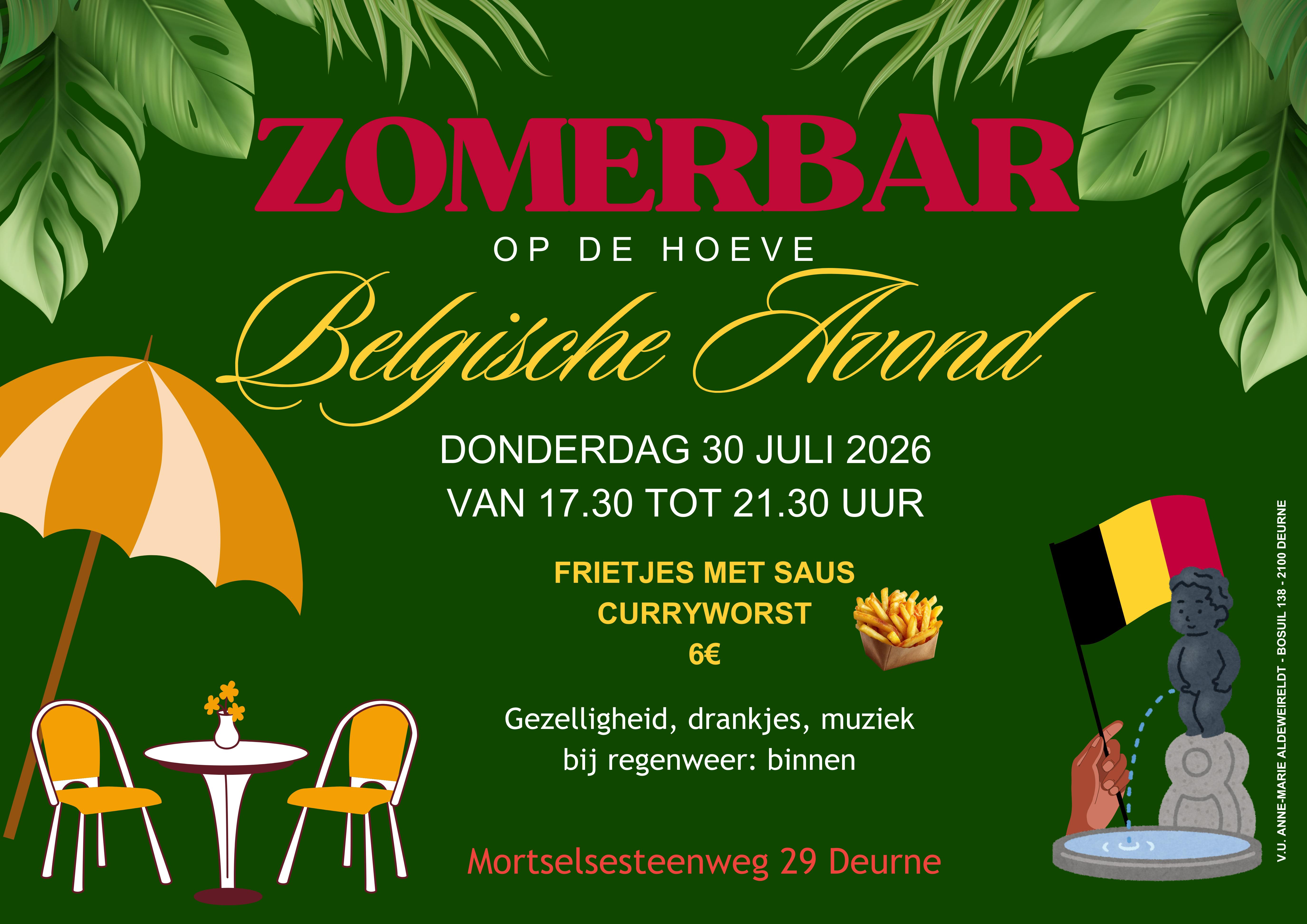 Gezellige zomerbar met frietjes in de tuin van onze instelling voor jong volwassenen met een beperking. Iedereen welkom!!