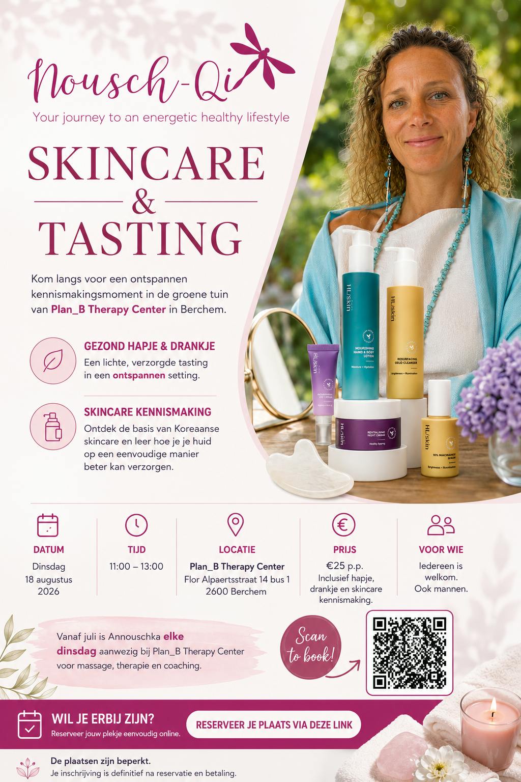 Skincare & tasting Nousch-Qi bij Plan_B Berchem